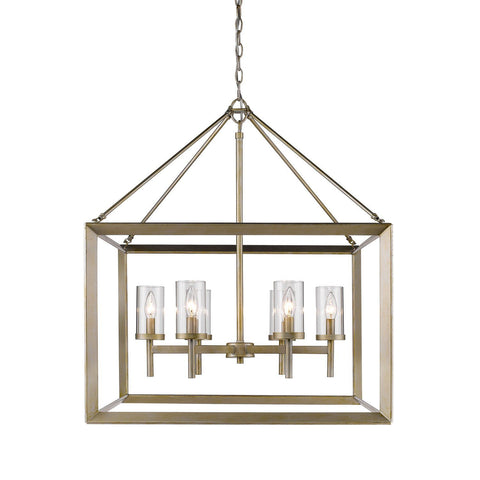 Smyth 6 Light Chandelier in White Gold with Clear Glass
