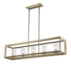 Smyth 5 Light Linear Pendant in White Gold with Clear Glass Ceiling Golden Lighting 