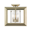 Smyth Semi-Flush (Low Profile) in White Gold with Clear Glass Ceiling Golden Lighting 