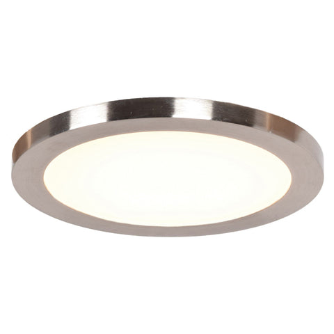 Disc (l) LED Round Flush Mount - Brushed Steel Ceiling Access Lighting 