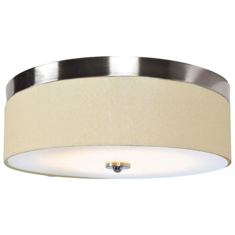 Mia (l) LED Flush Mount with Fabric Shade - Brushed Steel Ceiling Access Lighting 