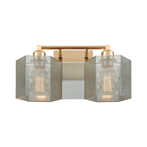 Compartir 16"w Brass and Perforated Metal Bath Vanity Light Wall Elk Lighting Default Value 