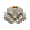 Compartir 7-Light Semi Flush Mount in Satin Brass with Perforated Metal Ceiling Elk Lighting 