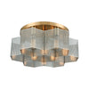 Compartir 7-Light Semi Flush Mount in Satin Brass with Perforated Metal Ceiling Elk Lighting 