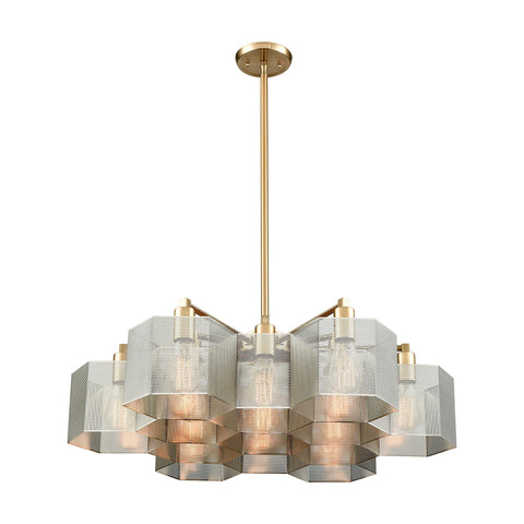 Compartir 30"w Pendant Chandelier - Polished Nickel/Satin Brass Ceiling Elk Lighting Default Value 