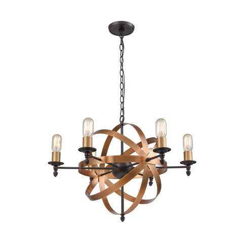 Kingston 6 Chandelier Oil Rubbed Bronze/Brushed Antique Brass Ceiling Elk Lighting 