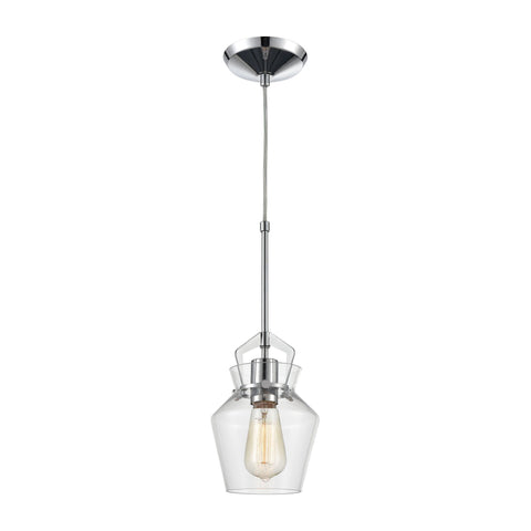 Caliper 1-Light Mini Pendant in Polished Chrome with Clear Glass Ceiling Elk Lighting 