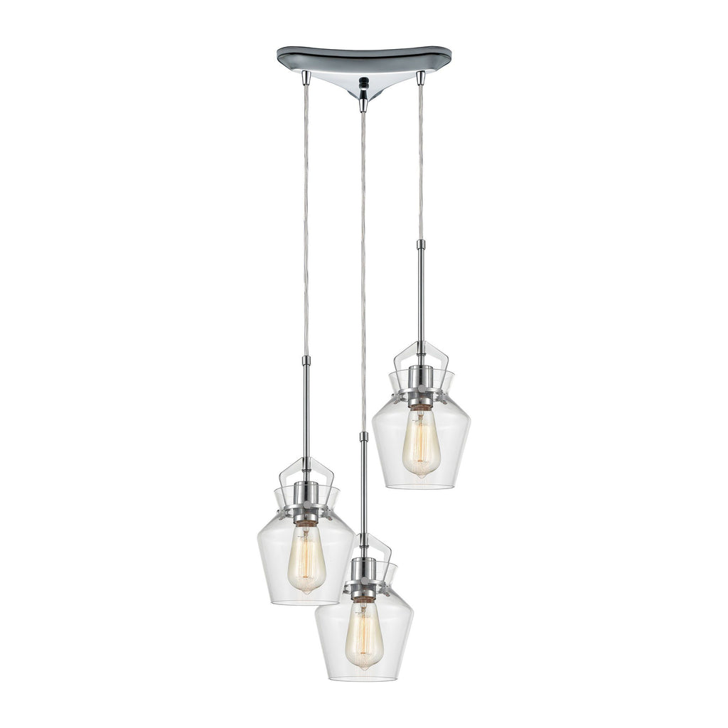 Caliper 3-Light Pendant in Polished Chrome with Clear Glass Ceiling Elk Lighting 