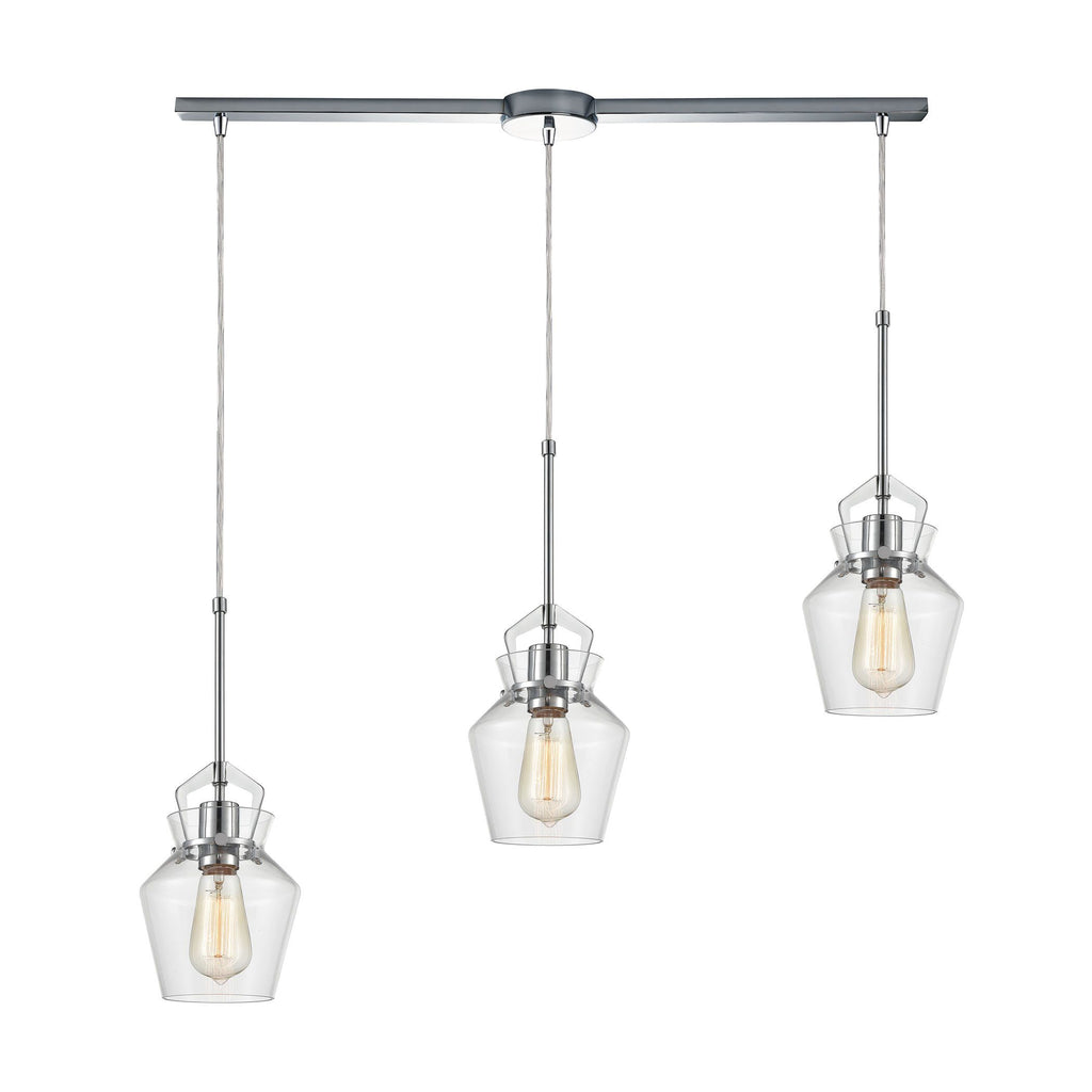 Caliper 3-Light Pendant in Polished Chrome with Clear Glass Ceiling Elk Lighting 