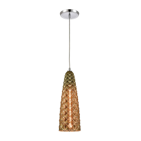 Glitzy 1-Light Mini Pendant in Polished Chrome with Golden Bronze Plated Glass Ceiling Elk Lighting 