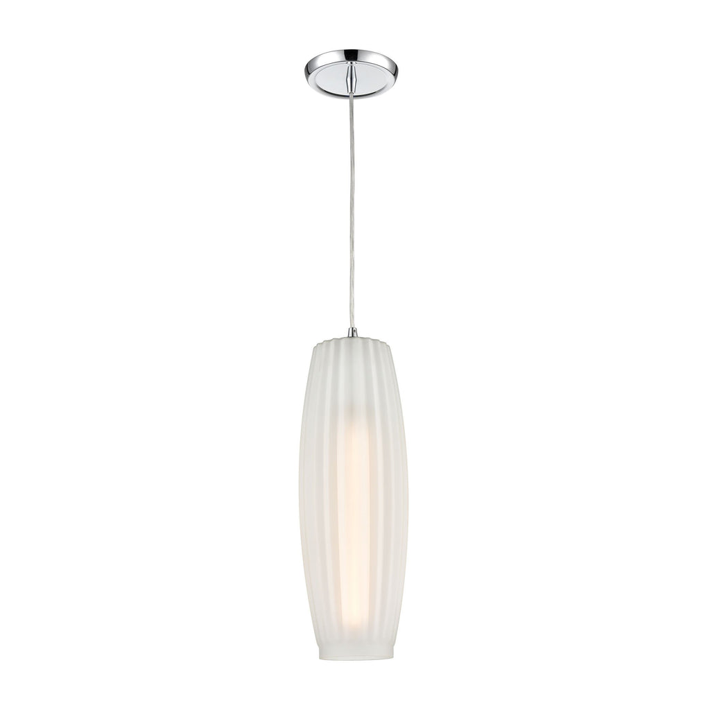 Satin Veil Chrome Mini Pendant with Frosted Ribbed Glass Ceiling Elk Lighting Default Value 
