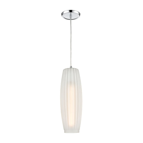 Satin Veil Chrome Mini Pendant with Frosted Ribbed Glass Ceiling Elk Lighting Default Value 