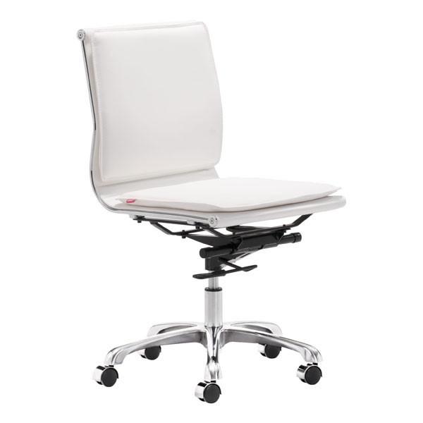 Lider Plus Armless Office Chair White Furniture Zuo 