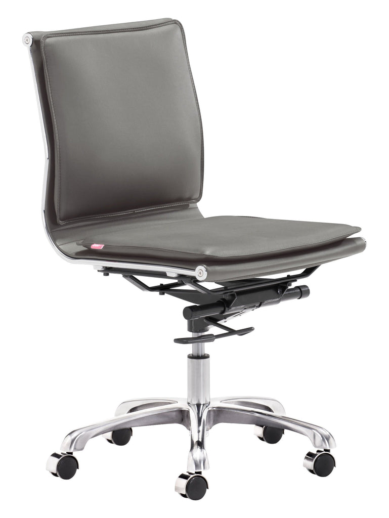 Lider Plus Armless Office Chair Gray Furniture Zuo 