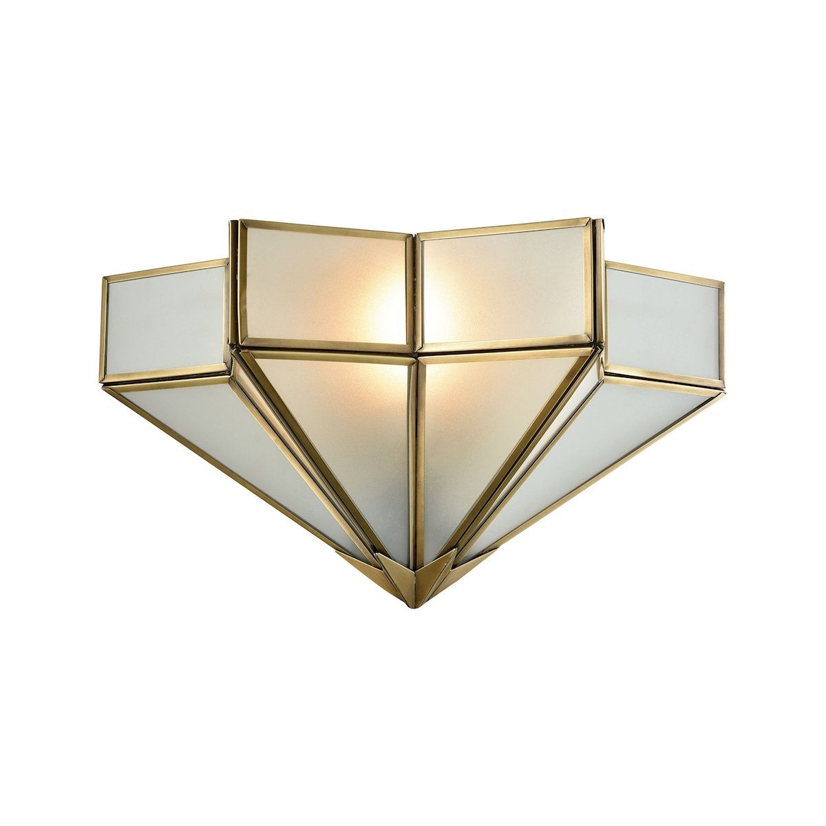 Decostar 1 Light Wall Sconce In Brushed Brass With Frosted Glass Wall Sconce Elk Lighting 