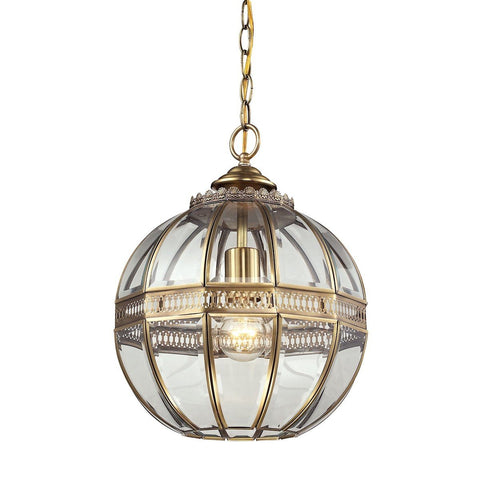 Randolph 1 Light Pendant In Brushed Brass And Clear Glass Ceiling Elk Lighting 