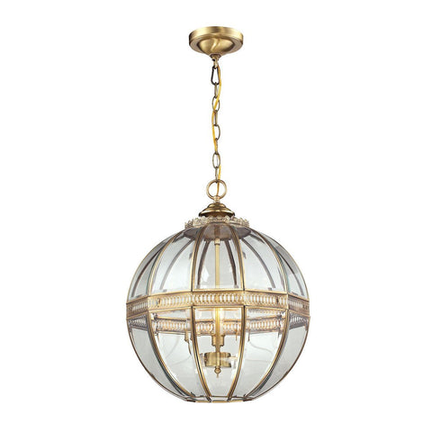Randolph 3 Light Pendant In Brushed Brass And Clear Glass Ceiling Elk Lighting 