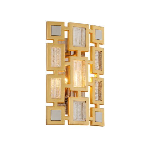 Motif 1 Light Wall Sconce - Gold Leaf W Polished Stainless Wall Corbett 
