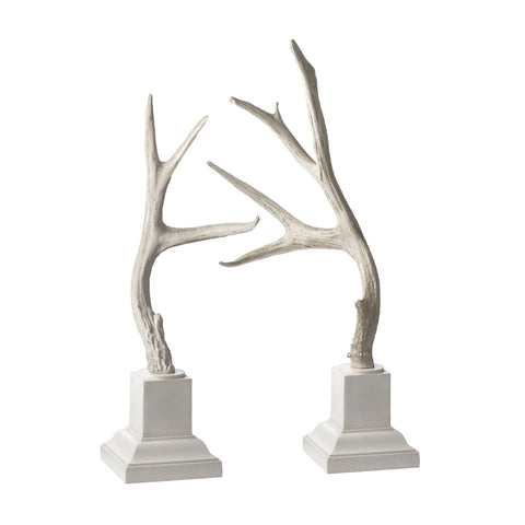 Weathered Resin Buck Antlers On White Base - Set of 2 Accessories Dimond Home 