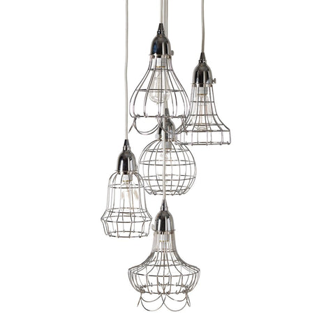 Silver Wire 5 Light Industrial Multi Pendant Ceiling Dimond Home 