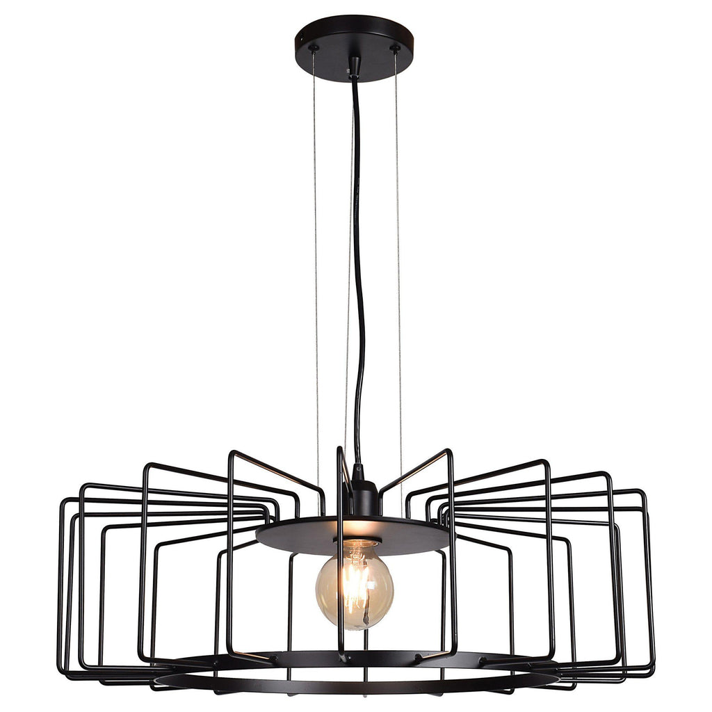Wired 1-Light Horizontal Cage Pendant - Black Ceiling Access Lighting 