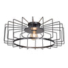 Wired 1-Light Horizontal Cage Flush Mount - Black Ceiling Access Lighting 