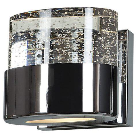 Bubbles Solid Crystal 1-Light LED Vanity with OPL glass downlight - Chrome Wall Access Lighting 