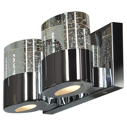 Bubbles Solid Crystal 2-Light Vanity with OPL glass downlight - Chrome Wall Access Lighting 