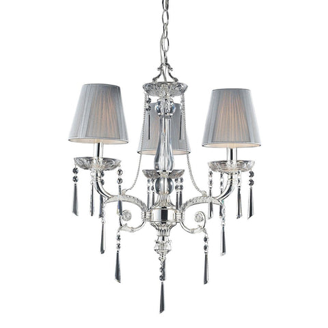Princess 3 Light Chandelier In Polished Silver With Silk String Shades Ceiling Elk Lighting 