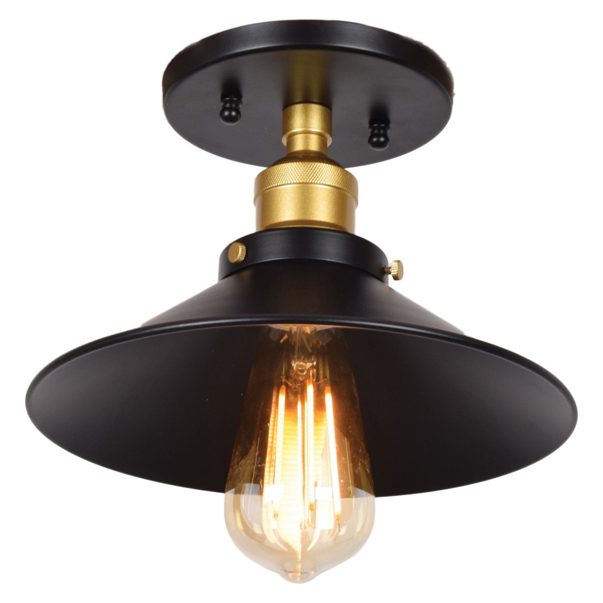 The District 1-Light Retro Semi-Flush with Metal Shade Ceiling Access Lighting 