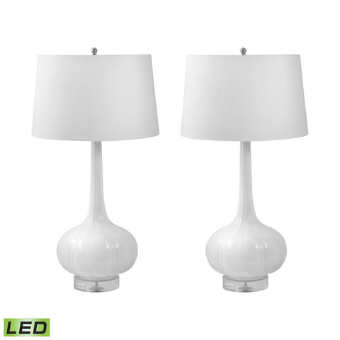 Del Mar Porcelain LED Table Lamp In White Lamps Dimond Lighting 