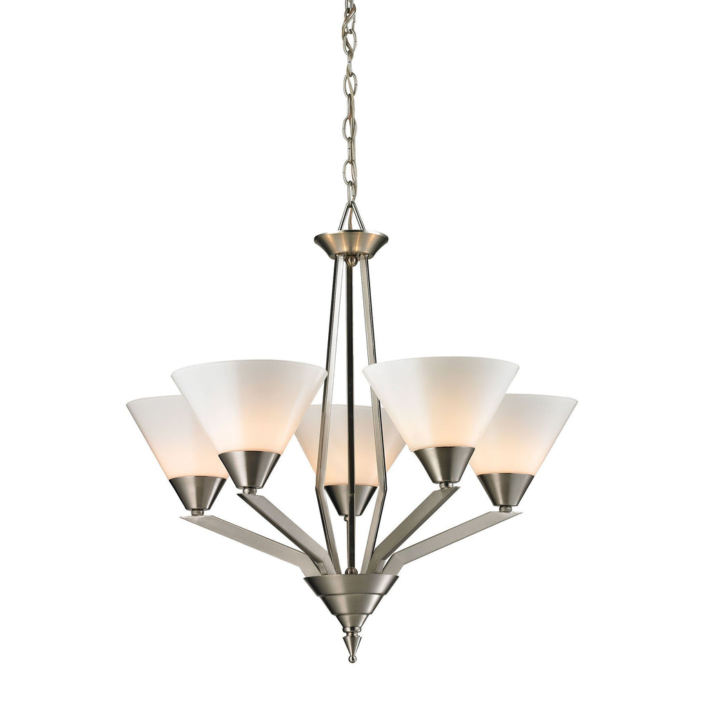 Tribecca 5-Light Chandelier in Brushed Nickel Ceiling Thomas Lighting 