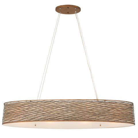 Flow 4-Lt Oval Linear Pendant w/Fabric Shade - Hammered Ore Ceiling Varaluz 