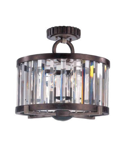 Foster 16 Inch Semi Flush With Cut Crystal Shade Ceiling Kalco Bronze 