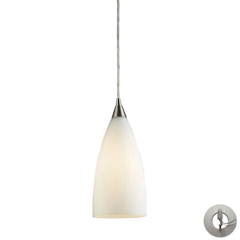 Vesta Pendant In Satin Nickel And White Glass - Includes Recessed Lighting Kit Ceiling Elk Lighting 