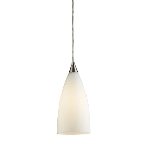 Vesta LED Pendant In Satin Nickel And White Glass Ceiling Elk Lighting 
