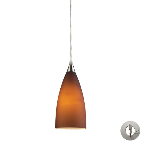 Vesta Pendant In Satin Nickel And Tobacco Glass - Includes Recessed Lighting Kit Ceiling Elk Lighting 