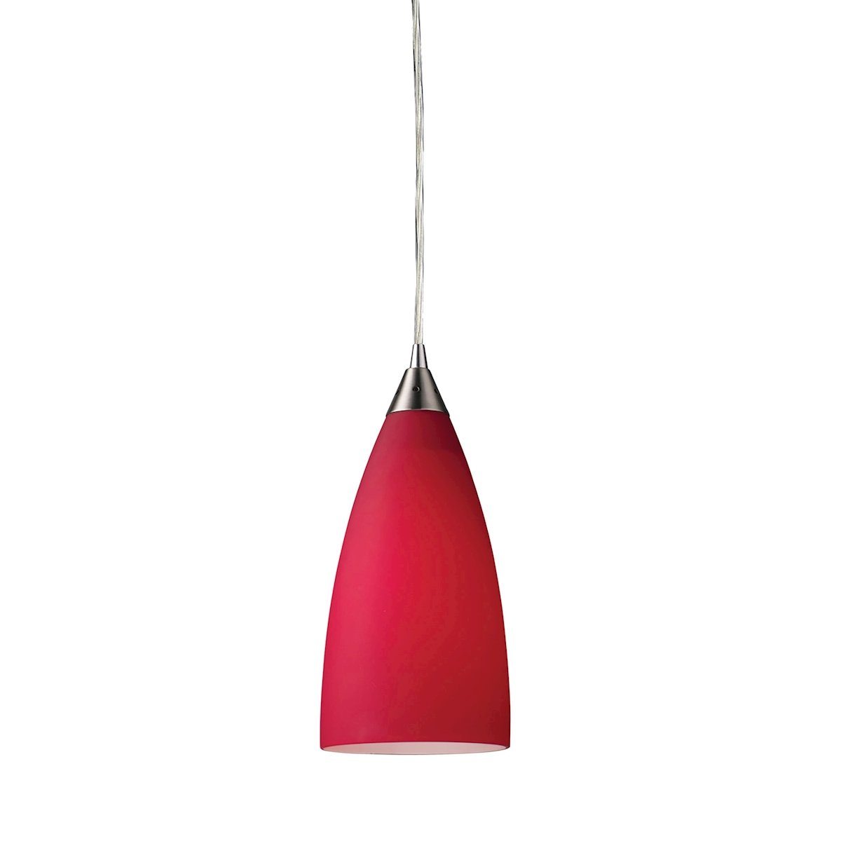 Vesta LED Pendant In Satin Nickel And Cardinal Red Glass Ceiling Elk Lighting 