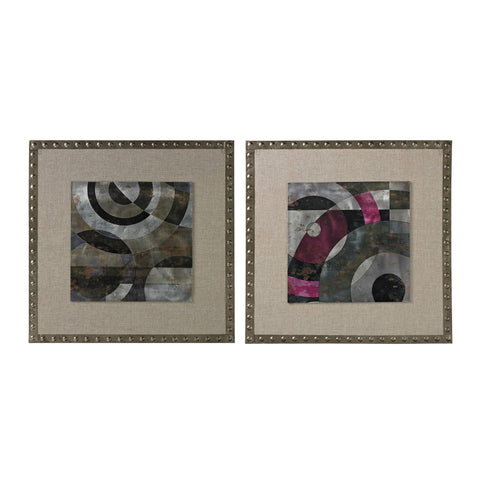 Contemporary Print On Aluminium Set In Linen And Nail Head Surround Wall Art Sterling 