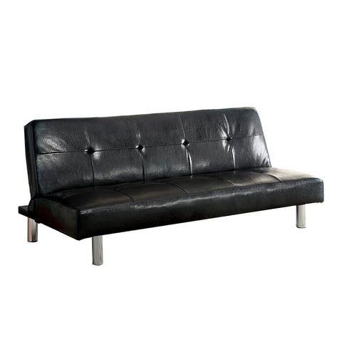 Kal Modern Tufted Leatherette Futon Sofa Black
