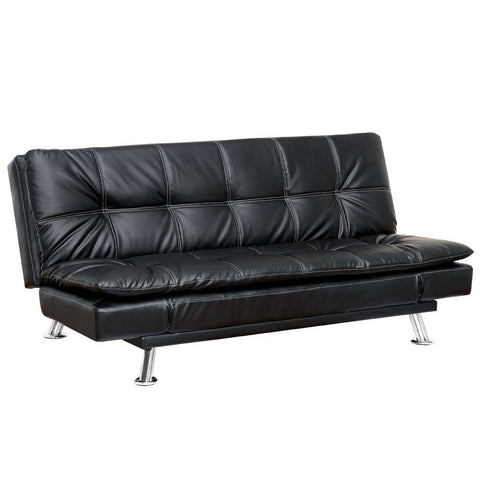 CalvModern Stitched Leatherette Futon Sofa Black Furniture Enitial Lab 
