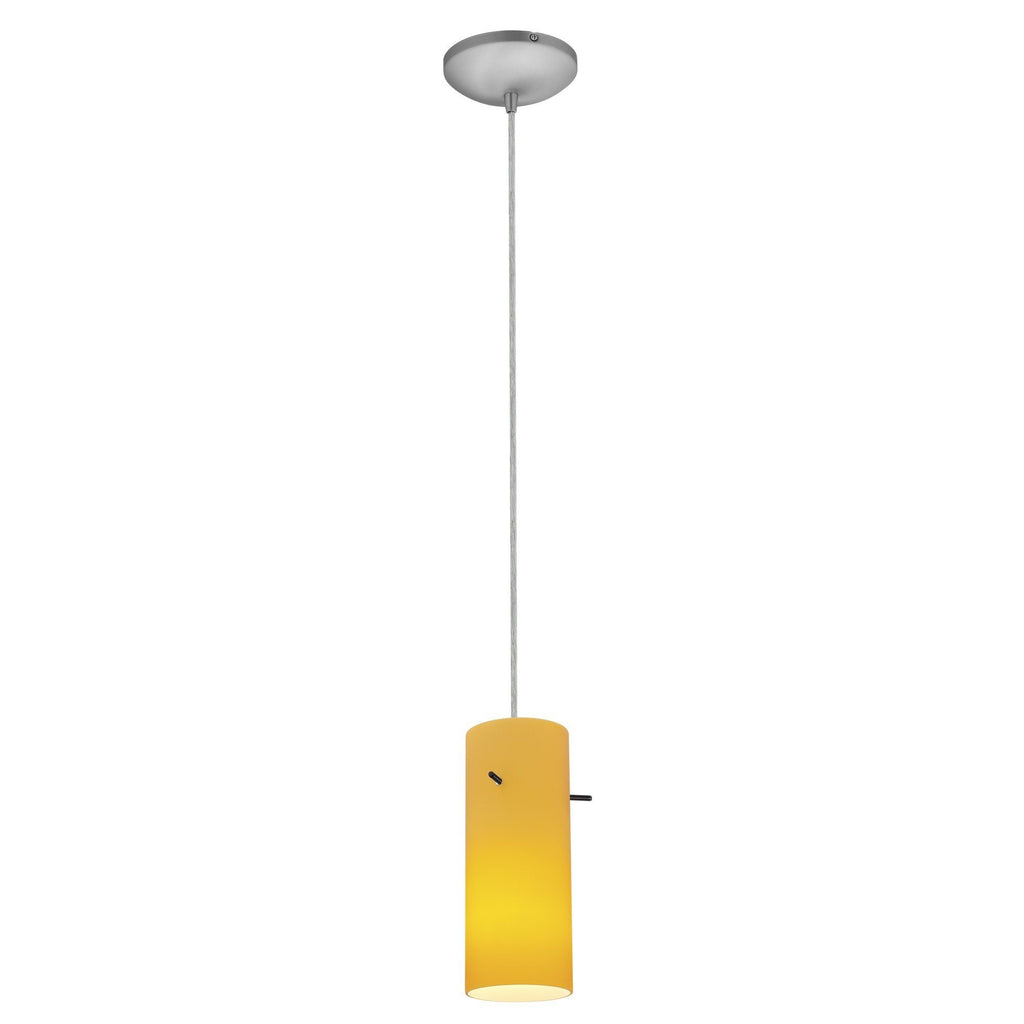 Cylinder 1-Light Pendant - Brushed Steel Ceiling Access Lighting 