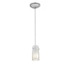 Glass`n Glass Cylinder 1-Light Pendant - Brushed Steel Ceiling Access Lighting 