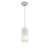 Glass`n Glass Cylinder 1-Light Pendant - Brushed Steel Ceiling Access Lighting 