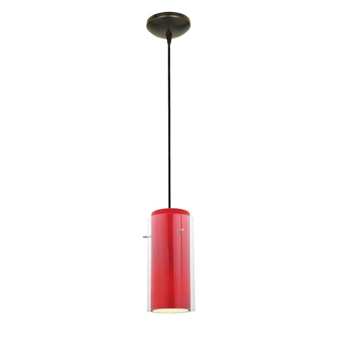 Glass`n Glass Cylinder 1-Light Pendant - Oil Rubbed Bronze Ceiling Access Lighting 