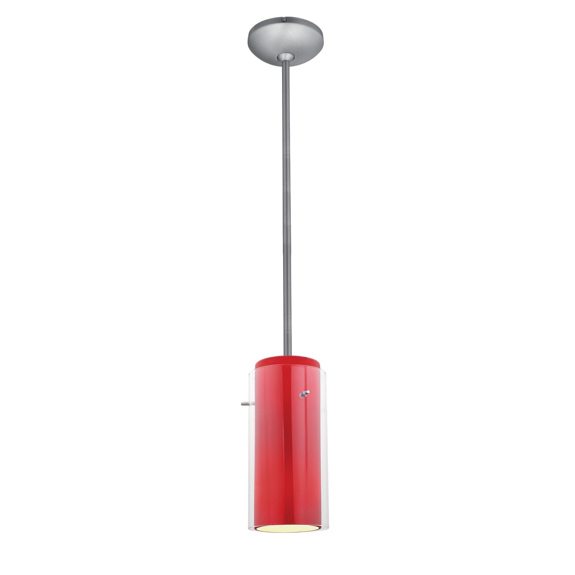 Glass`n Glass Cylinder 1-Light Pendant - Brushed Steel Ceiling Access Lighting 