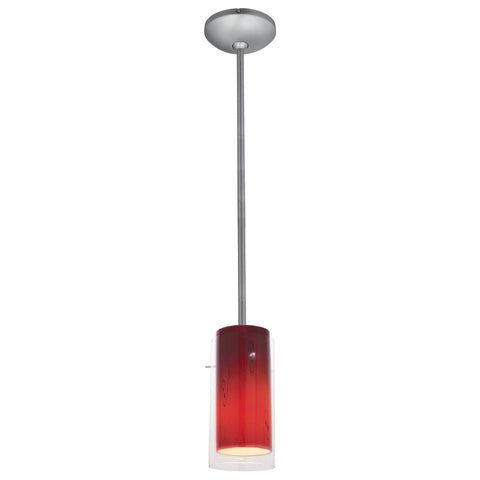 Glass`n Glass Cylinder 1-Light Pendant - Brushed Steel (BS) Ceiling Access Lighting 
