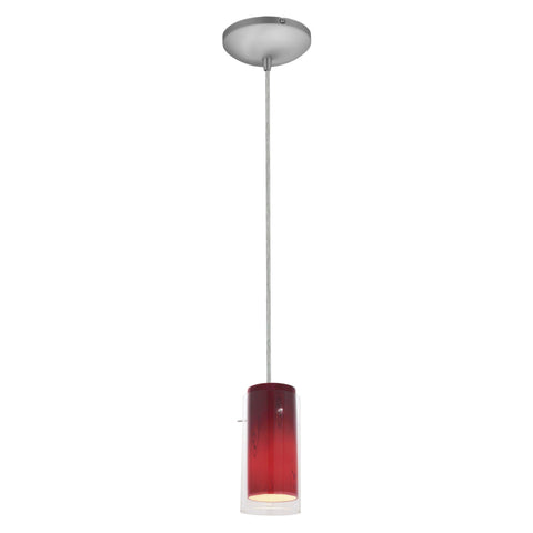 Glass`n Glass Cylinder 1-Light Pendant - Brushed Steel (BS) Ceiling Access Lighting 