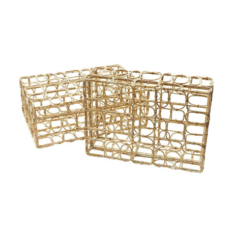 Washed Natural Oval Ring Rectangular Boxes - Set of 2 Accessories Dimond Home 