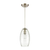 Ebbtide 1-Light Mini Pendant in Satin Nickel with Clear and Lightly Textured Glass